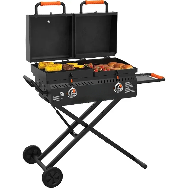 Electric Griddle Flat Top - Tragbare, robuste Flachgrill-Grillstation – mit Schwenkrädern,