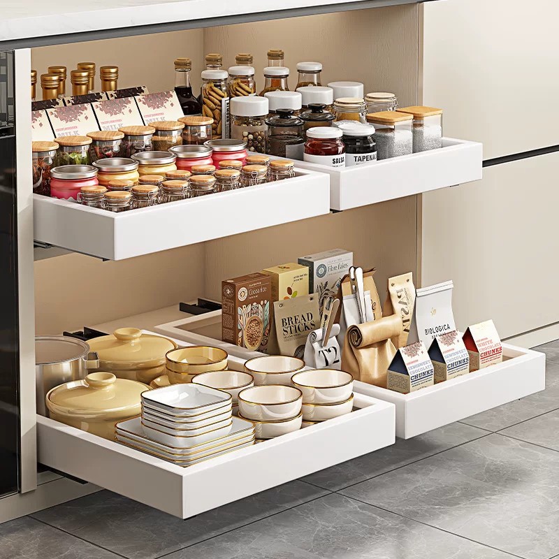 Commercial Kitchen Swing Door - 1-2 Stück Küchen-Aufbewahrungsregal mit Auszugschienen, Ausziehbares