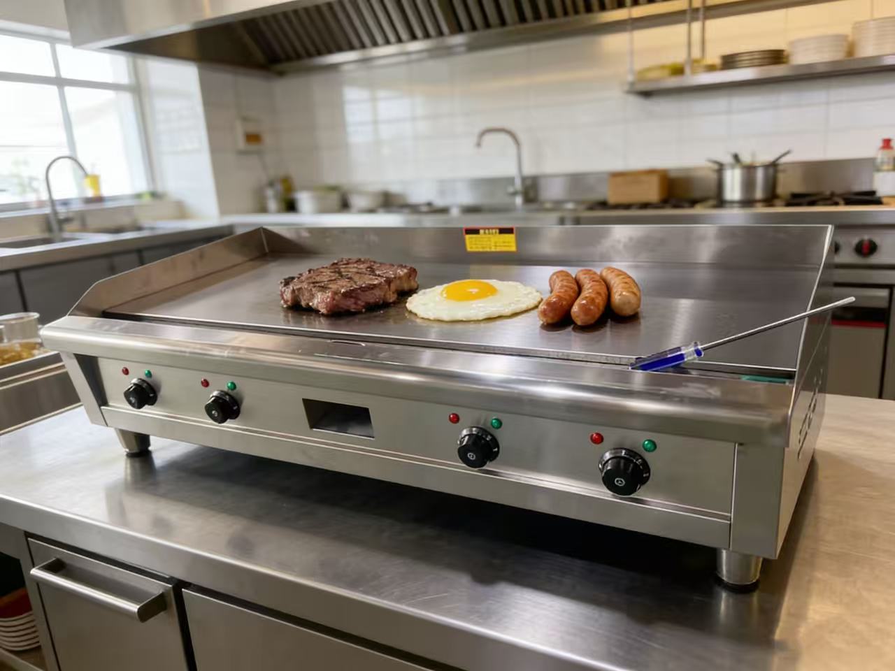 Electric Griddle Flat Top - Einstellbare Temperaturregelung Gewerblicher Elektrischer Grill Schwerlast-Edelstahl-Grillplatte