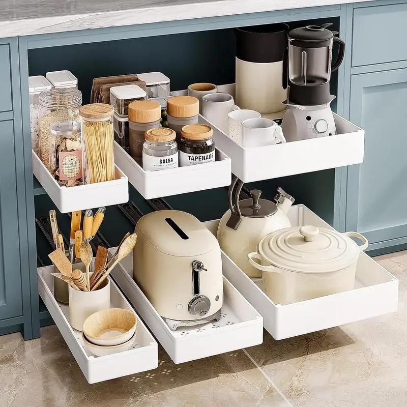 Commercial Kitchen Swing Door - 1–2 Stück Küchen-Organizer, herausziehbarer Schrank, Aufbewahrungsregal,