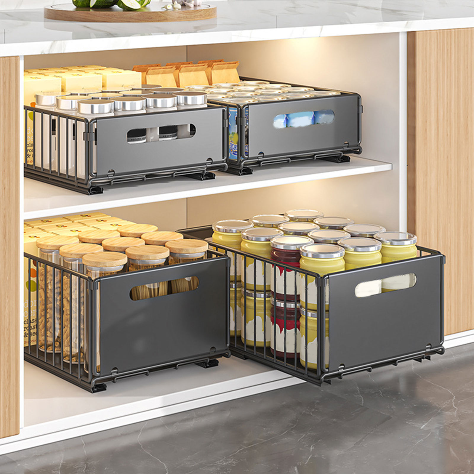 Commercial Kitchen Swing Door - Ausziehbares Küchenregal mit Gleitschienen Schubladentyp Gewürzbox-Organizer